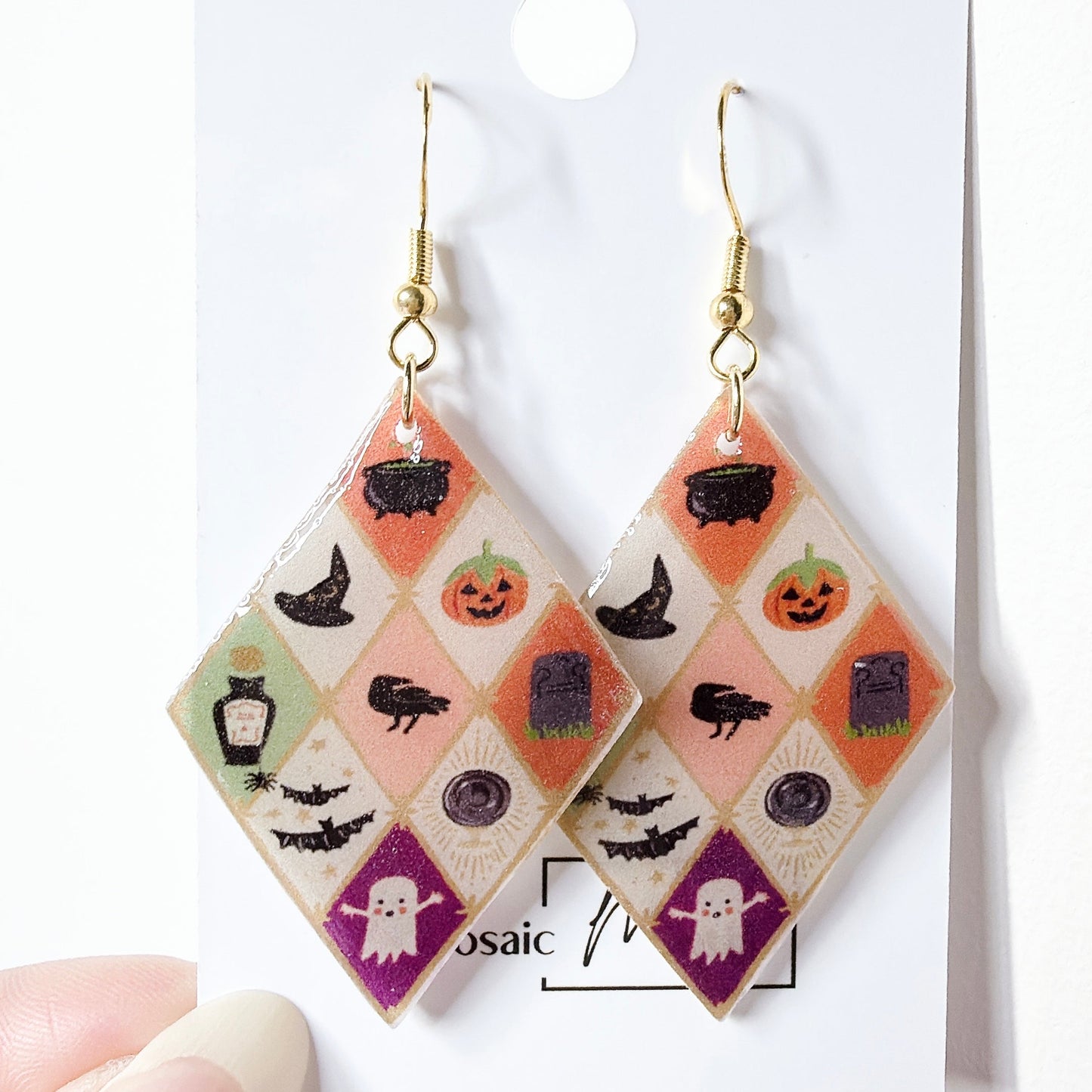 Halloween dangle earrings - Halloween Argyle
