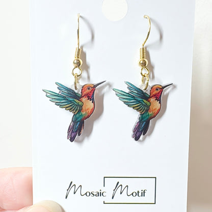 Hummingbird earrings (stud, dangle, thread)