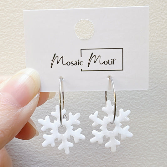 Xmas snowflake hoop earrings