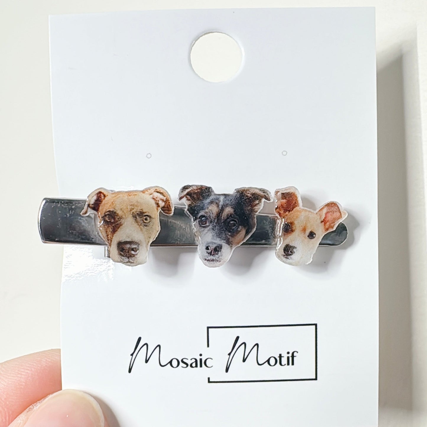 (🐾) Custom Pet Portrait - Hair Clip (3 pets)