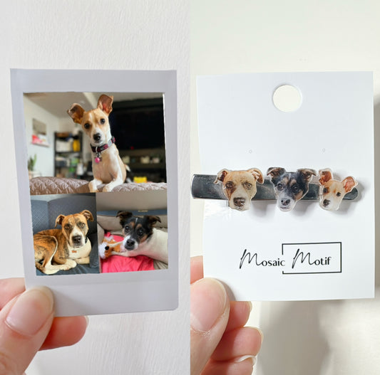 (🐾) Custom Pet Portrait - Hair Clip (3 pets)