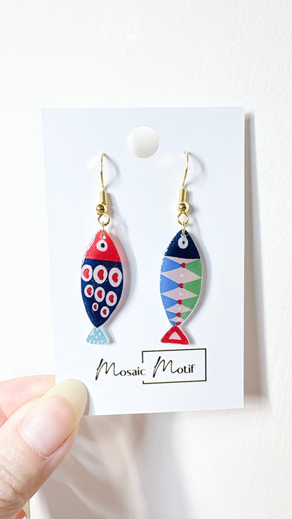 Fish doodle dangle earrings