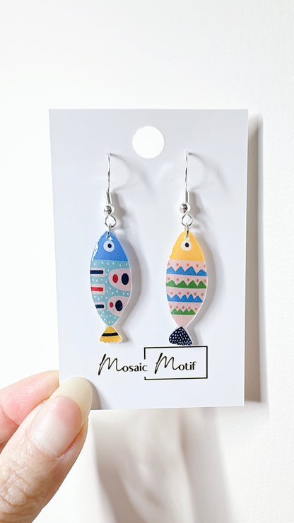Fish doodle dangle earrings