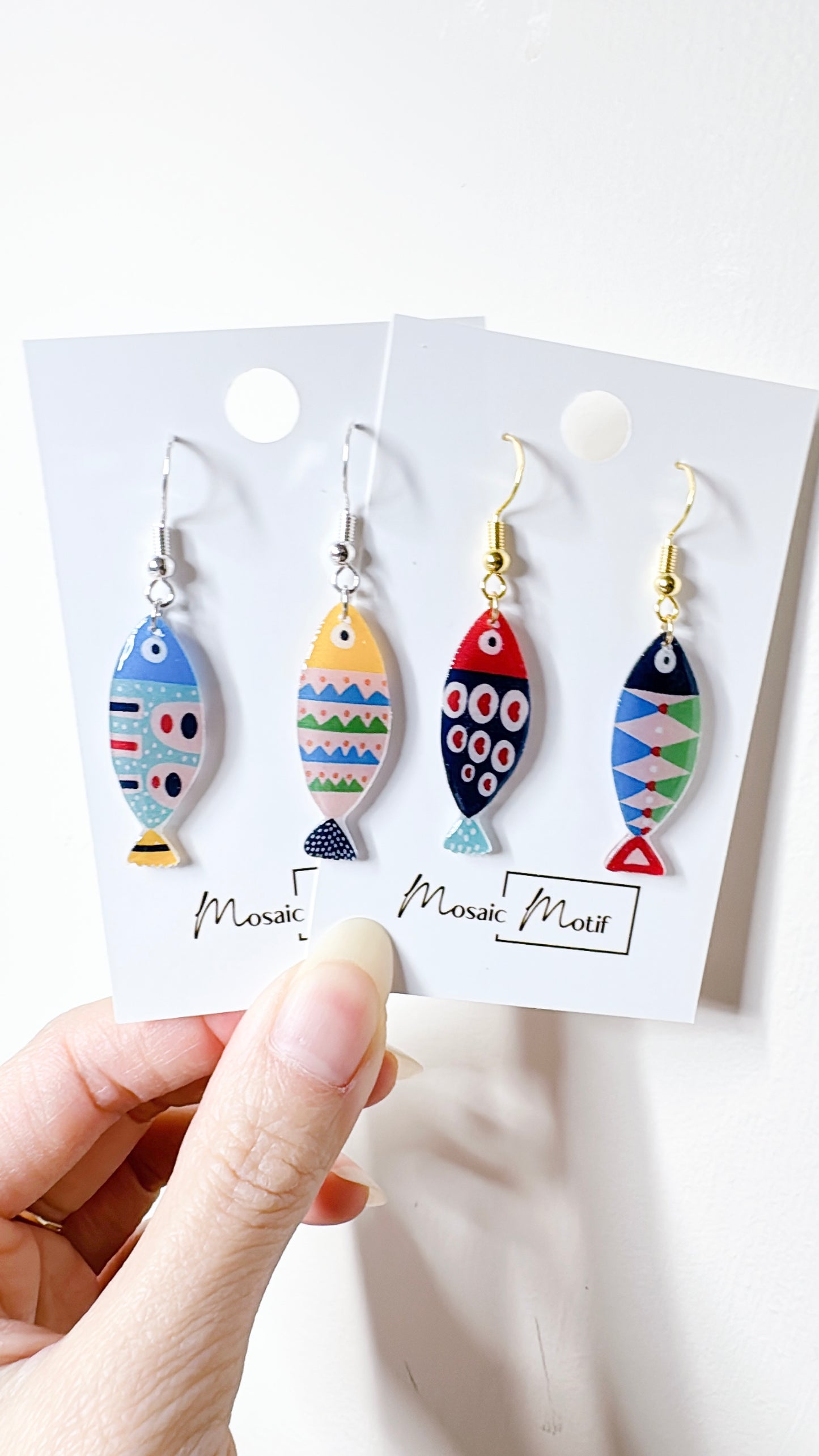 Fish doodle dangle earrings