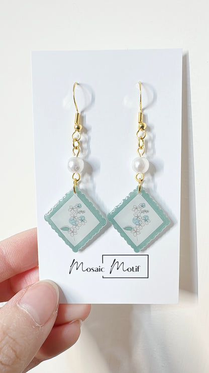 Floral Frame dangle earrings (multiple colours)