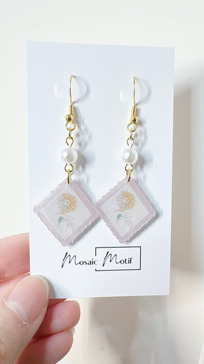 Floral Frame dangle earrings (multiple colours)