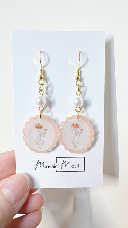 Floral Frame dangle earrings (multiple colours)