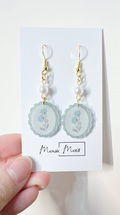 Floral Frame dangle earrings (multiple colours)