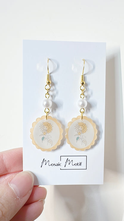 Floral Frame dangle earrings (multiple colours)