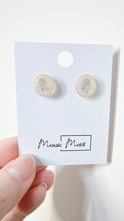 Floral Frame stud earrings (multiple colours)