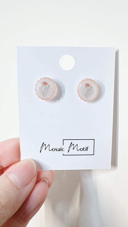 Floral Frame stud earrings (multiple colours)