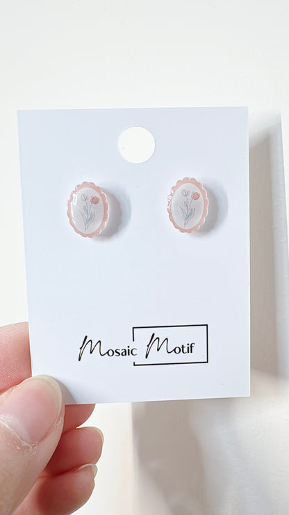 Floral Frame stud earrings (multiple colours)