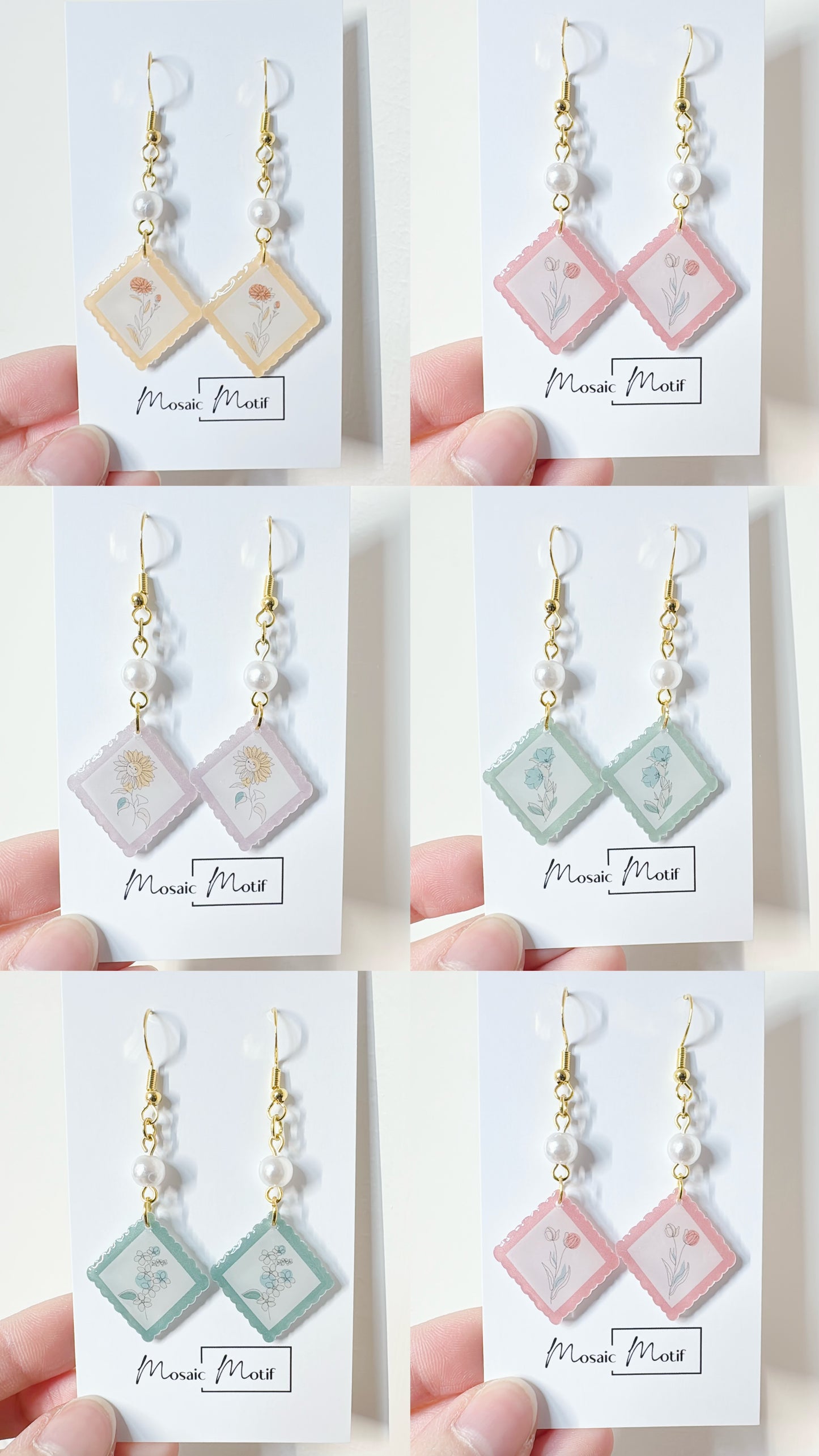 Floral Frame dangle (multiple colours)