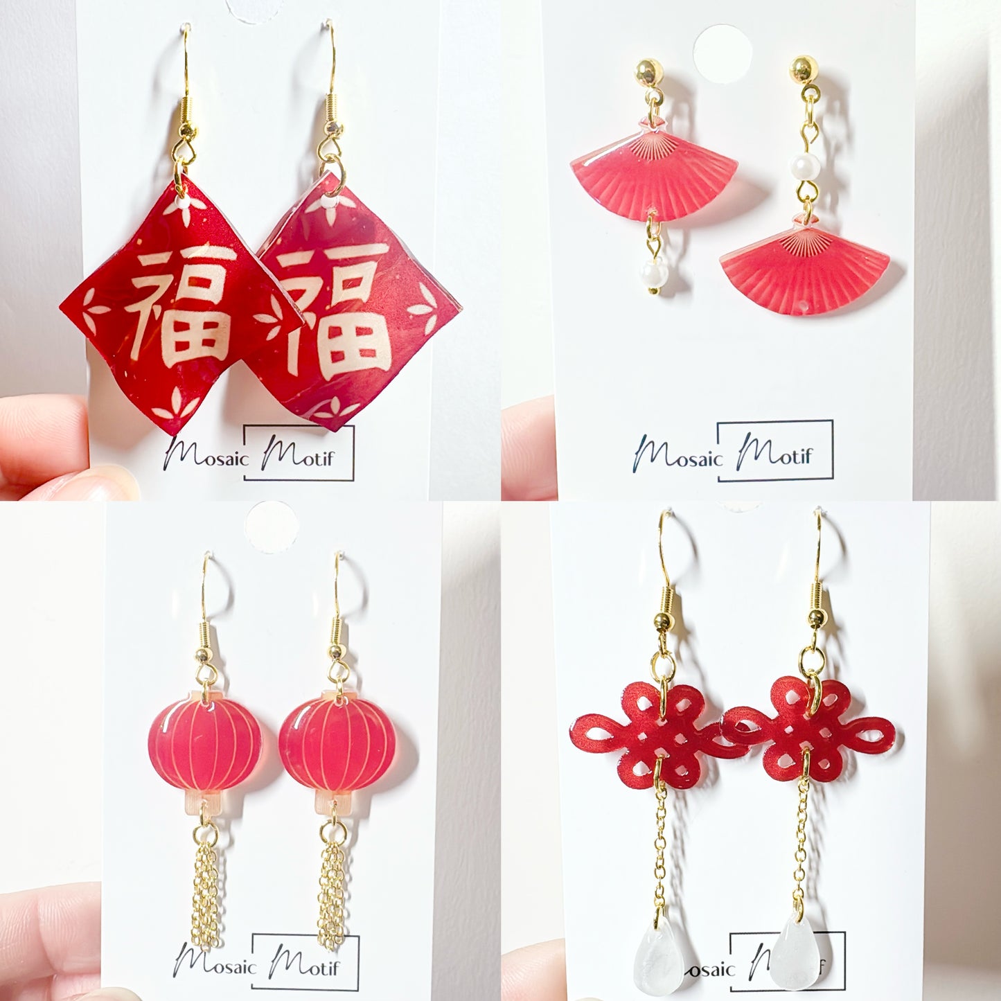 CNY - Chinese fan dangle earrings