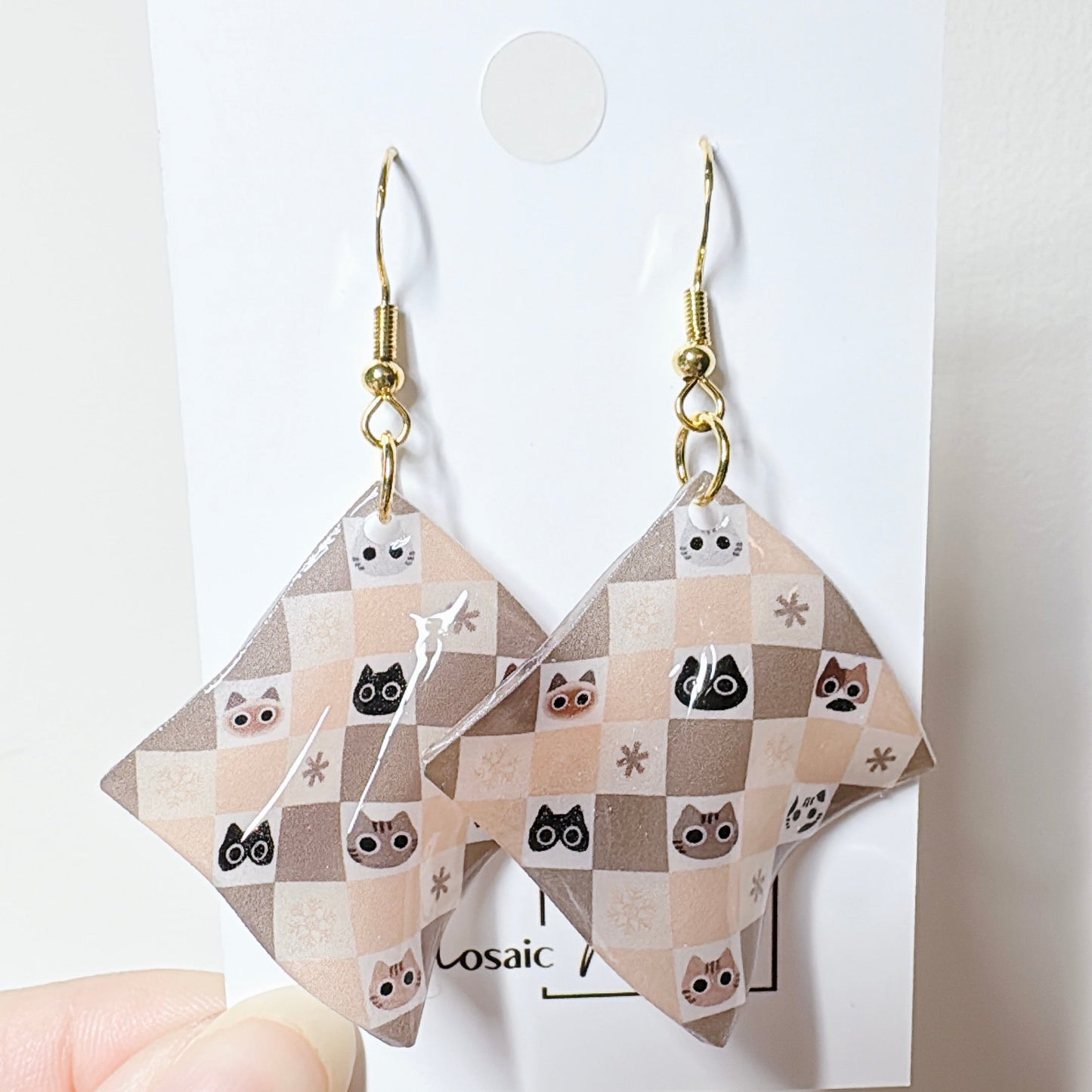 Cat earrings - Cat handkerchief dangle earrings