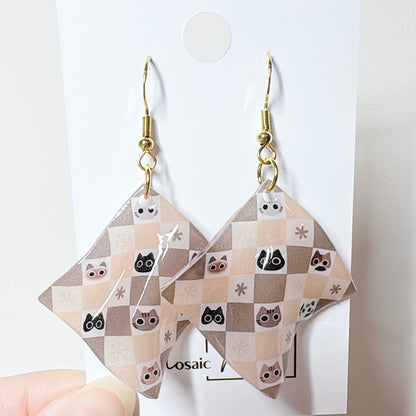 Cat earrings - Cat handkerchief dangle earrings
