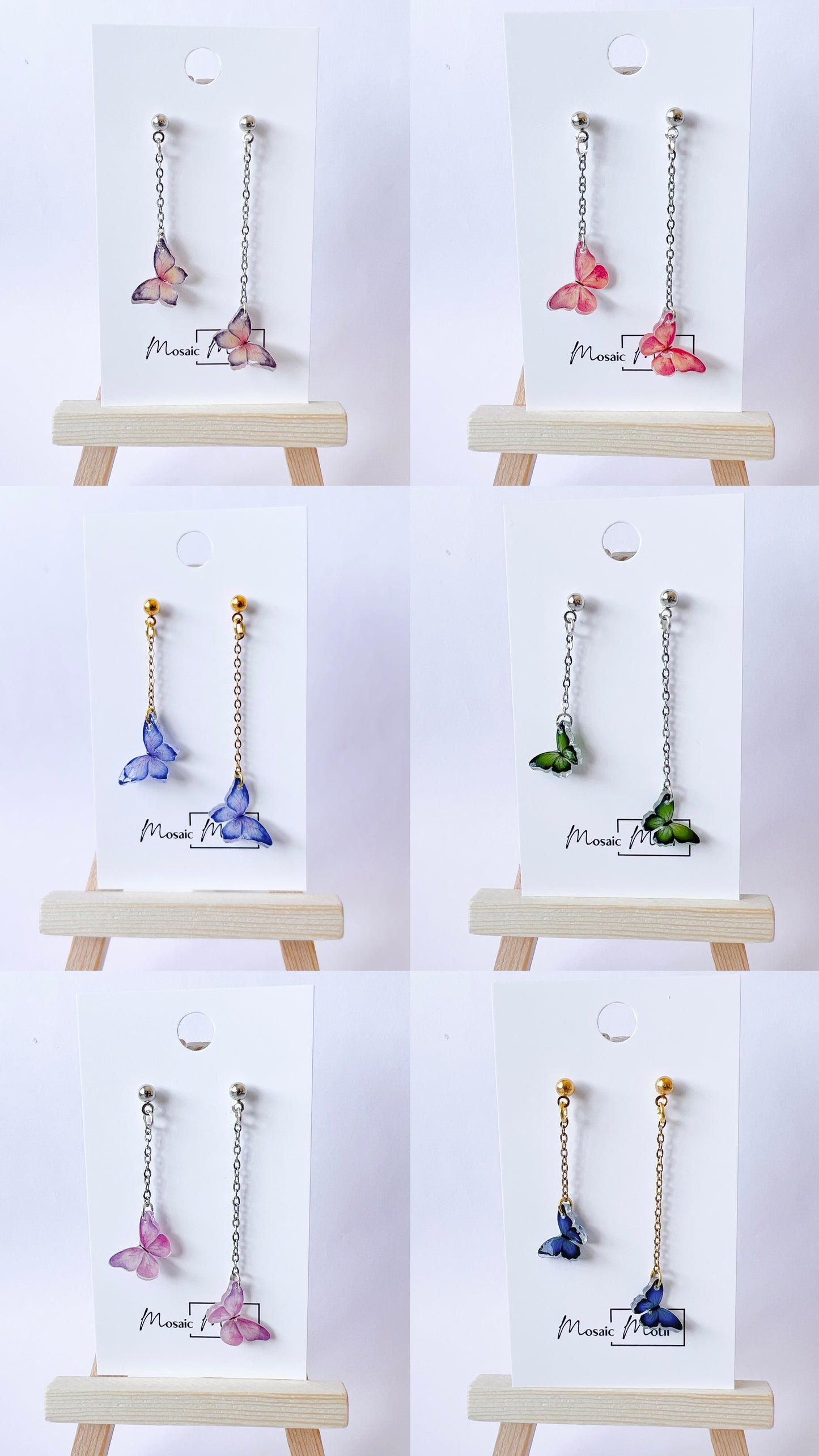 Butterfly double earrings (random combination)