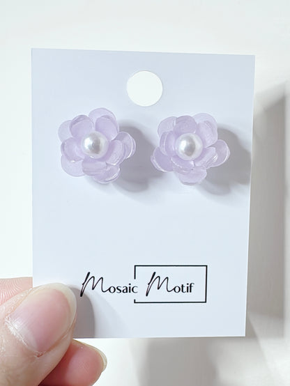 Floral 3D stud earrings - Camellia (multiple colours)