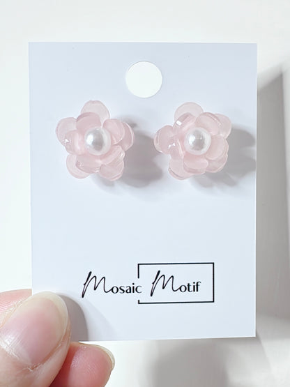 Floral 3D stud earrings - Camellia (multiple colours)