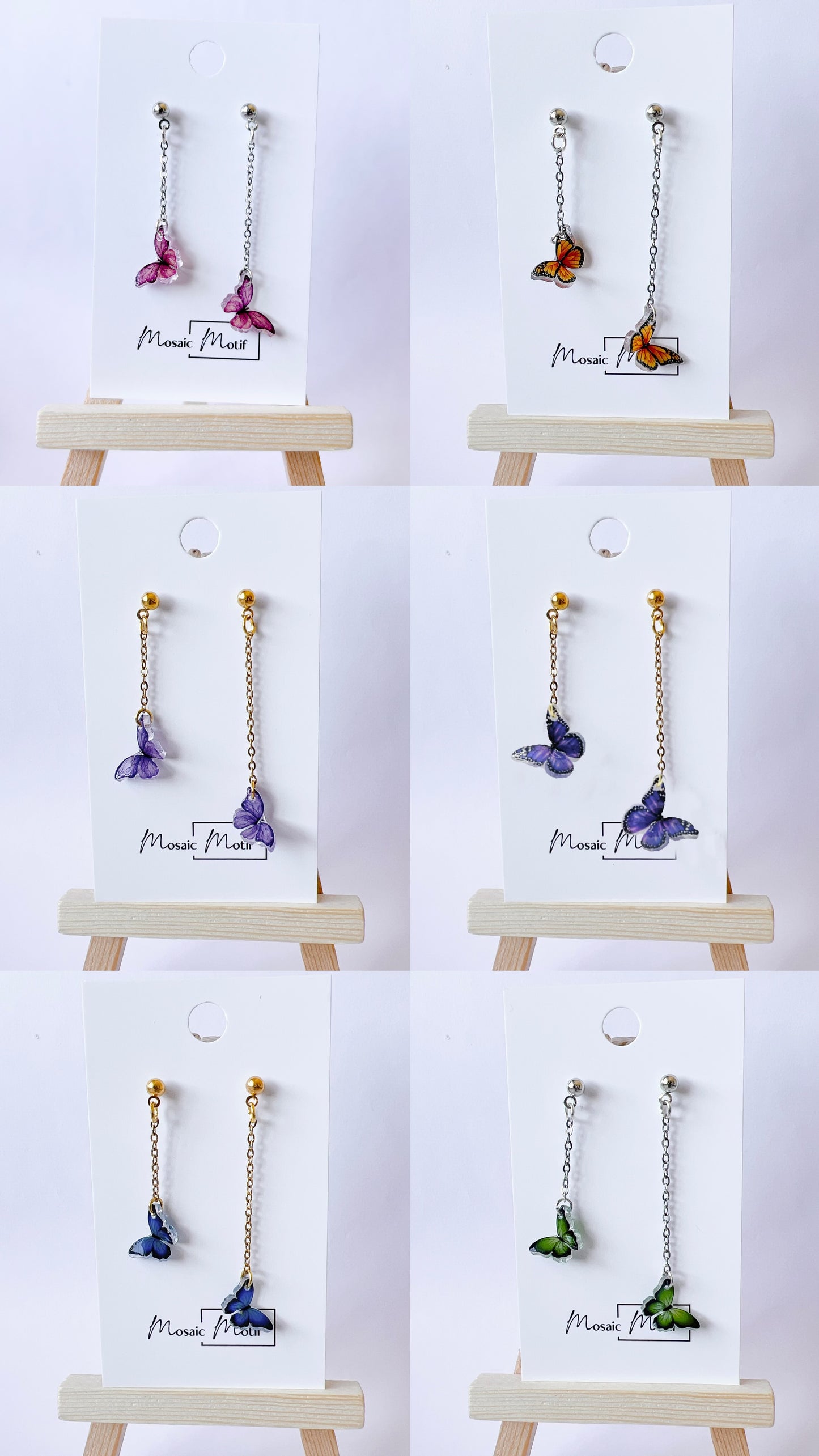 Butterfly double earrings (random combination)