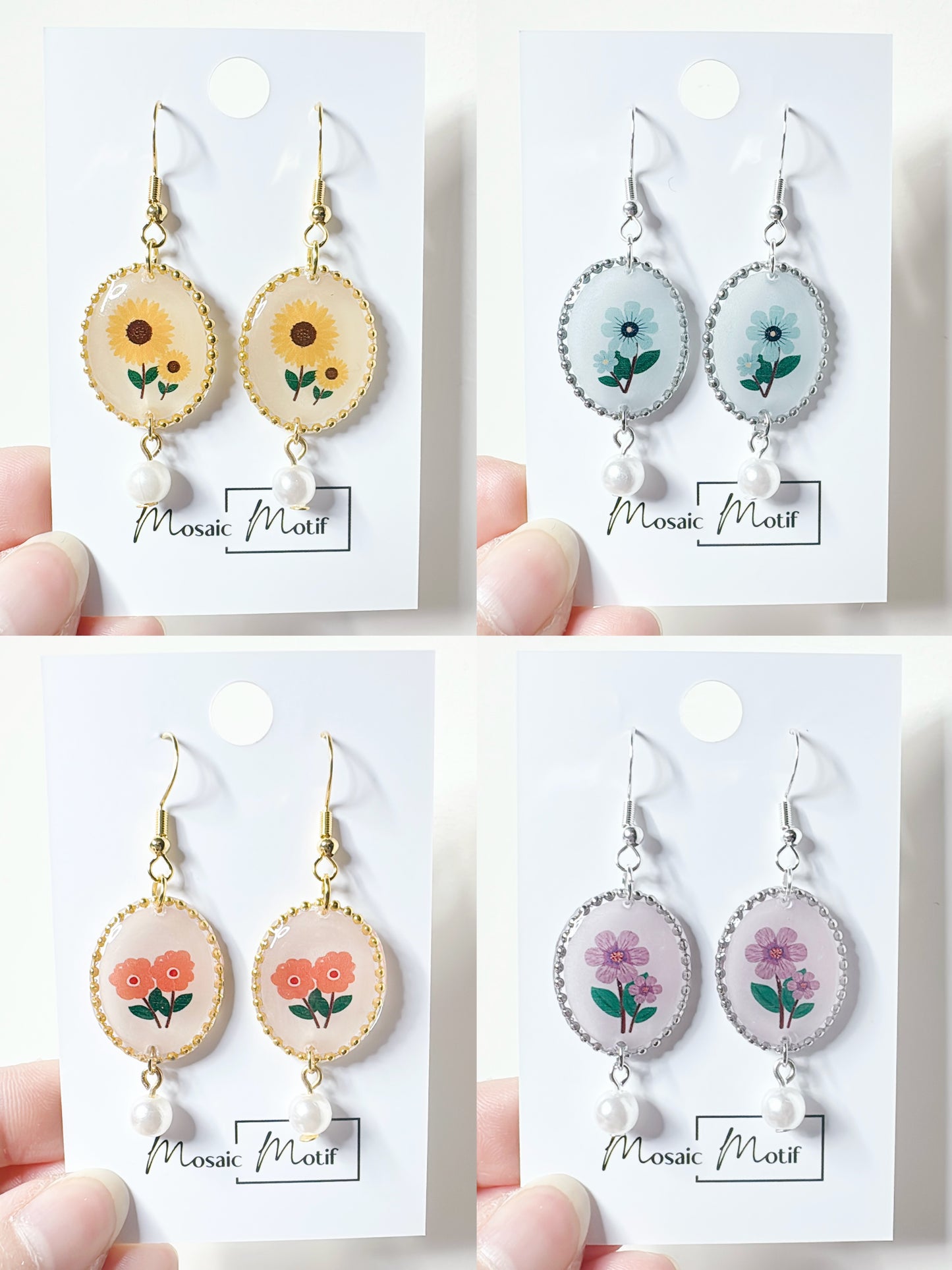 Floral Vintage pearl dangle earrings