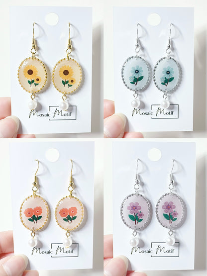Floral Vintage pearl dangle earrings