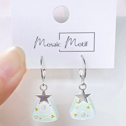 Xmas Christmas hoop earrings - tree cutie (Pearl)