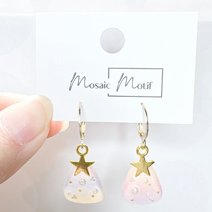 Xmas Christmas hoop earrings - tree cutie (Pearl)