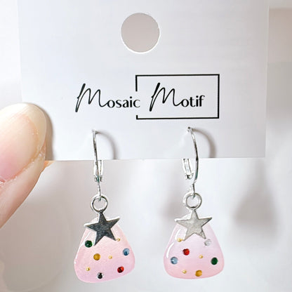 Xmas Christmas hoop earrings - tree cutie (Colourful stone)