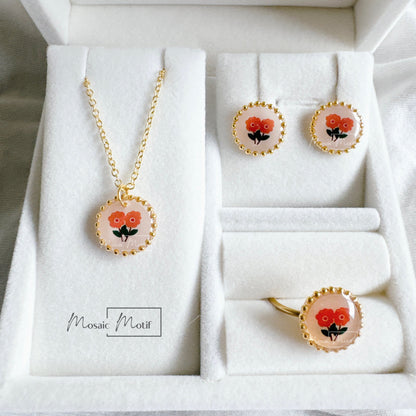 Floral Vintage gift set (earrings, necklace, ring)
