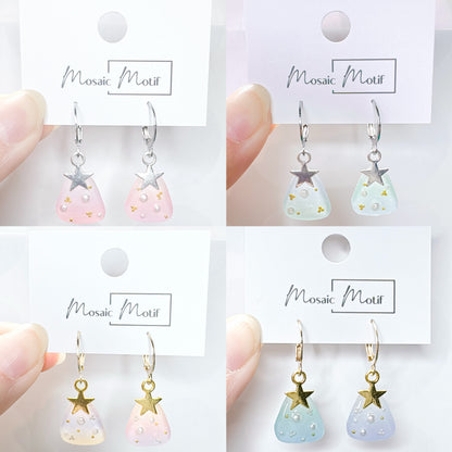 Xmas Christmas hoop earrings - tree cutie (Pearl)