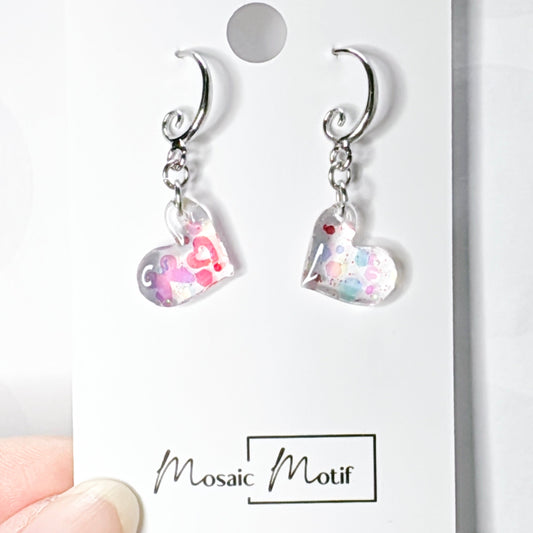 Valentine - Jello Heart dangle earrings (two styles)