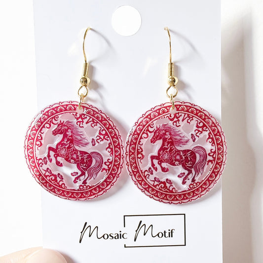 CNY - Horse cut out dangle earrings