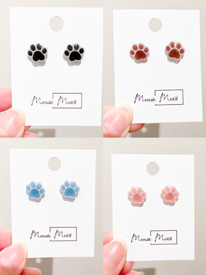 Pet paw stud earrings (multiple colours)