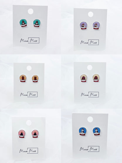 Xmas Christmas snow globe earrings - Gnome