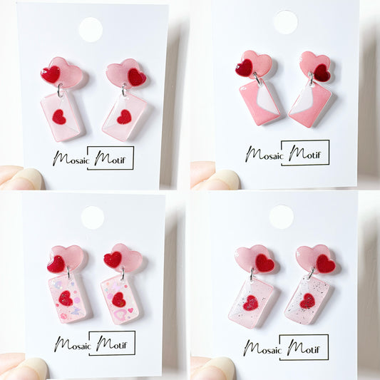 Valentine - Heart mail dangle earrings (multiple styles)