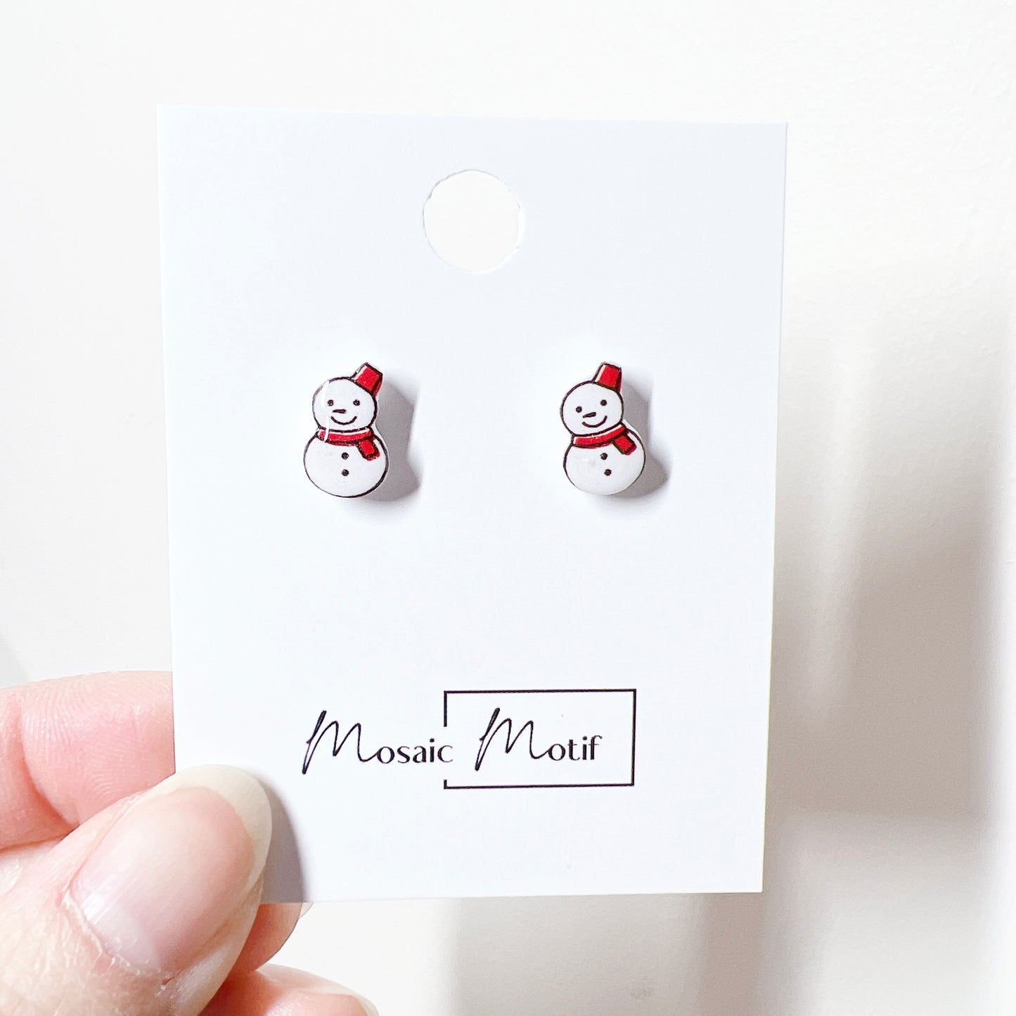 Xmas stud - Snowman (Red hat)