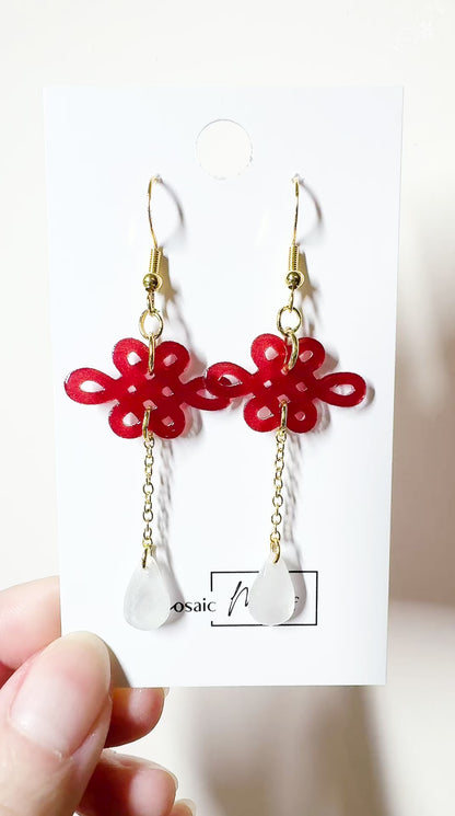 CNY - Love knot dangle earrings