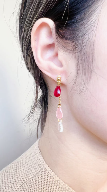 Waterdrop 2in1 double dangle earrings (multiple colour)