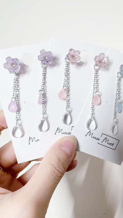 Cherry Blossom 2in1 double dangle earrings (multiple colours)