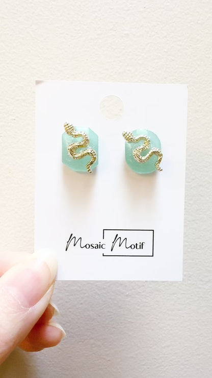 CNY - Snake Stone stud earrings