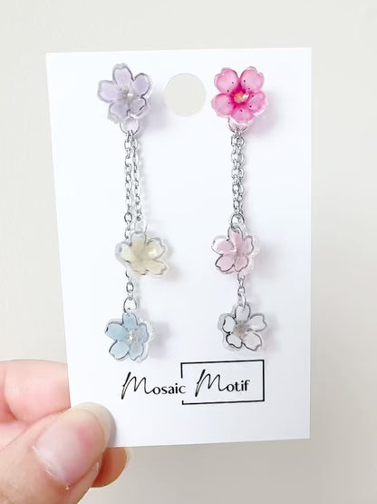 Cherry Blossom 2in1 double dangle earrings (multiple colours)