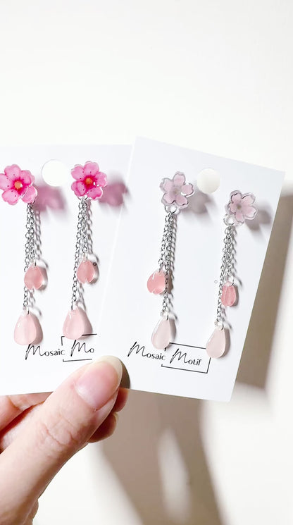 Cherry Blossom 2in1 double dangle earrings (multiple colours)