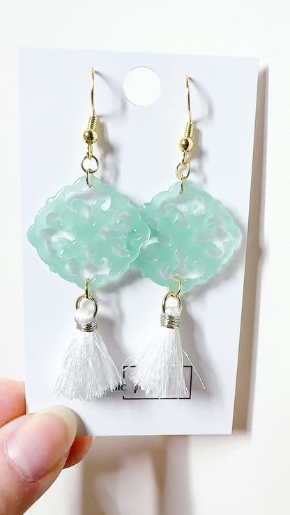 CNY - Tile Jade dangle earrings