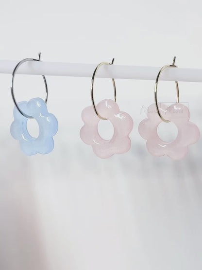 Floral mini hoop earrings (multiple colours)