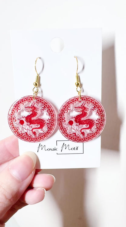 CNY - Dragon cut out dangle earrings