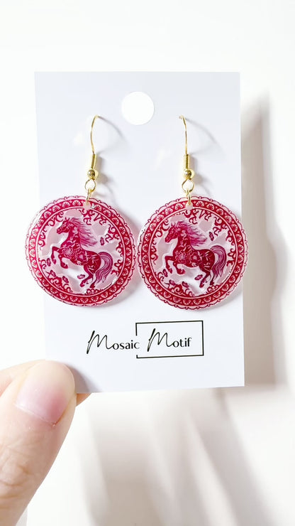 CNY - Horse cut out dangle earrings