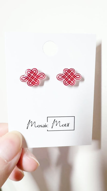 CNY - Love knot stud (double) earrings