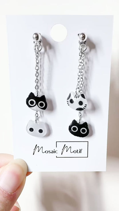 Cat 2in1 double dangle earrings (Two styles)