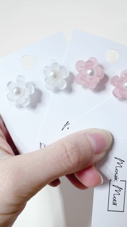 Floral 3D stud earrings - Camellia (multiple colours)